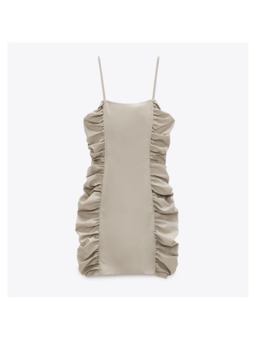 Zara Faux Leather Draped Mini Dress Cream